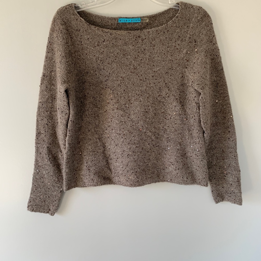 Alice + Olivia Wool Knit Sequin Sweater